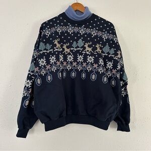 Vintage Art Unlimited Sportwear Holiday Reindeer Winter Sweater Sweatshirt XL